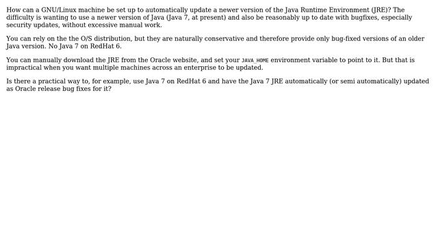 Automatic Updating Of Newer JRE On GNU/Linux