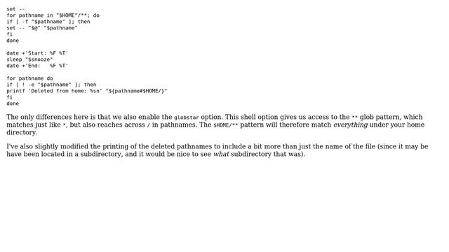 Unix & Linux: A Script That Checks Deleted Files In A Number Of Seconds, Given As An Argument