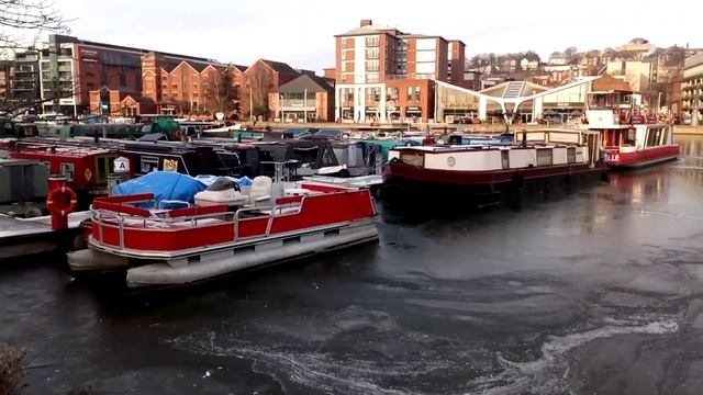 Ice On Brayford Pool, Lincoln, UK.
