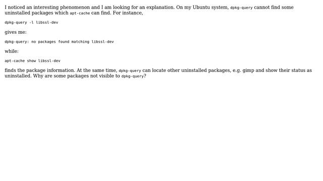 Ubuntu: Dpkg-query Vs Apt-cache