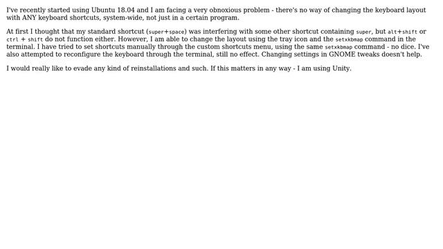 Ubuntu: Can't Change Keyboard Layout Using Keyboard Shortcuts On Ubuntu 18.04