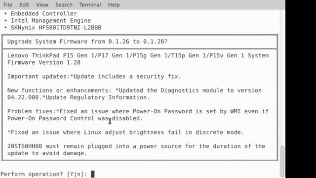 ThinkPad P15 Gen 1 - Firmware Upgrade - Ubuntu GNU/Linux - Part 1