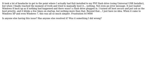 Trying To Boot Kali Linux From Flash Drive On A Windows 8, Just Boots Windows 8 Instead