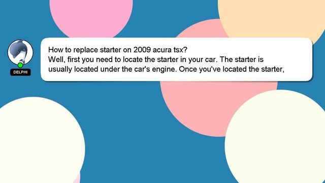 How To Replace Starter On 2009 Acura Tsx?