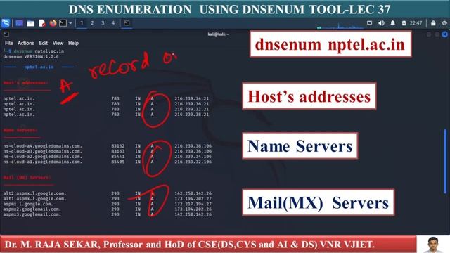 DNS ENUMERATION  USING DNSENUM TOOL LEC 37