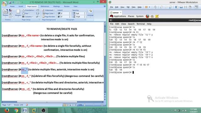 Removing FILES In Linux (Red Hat)