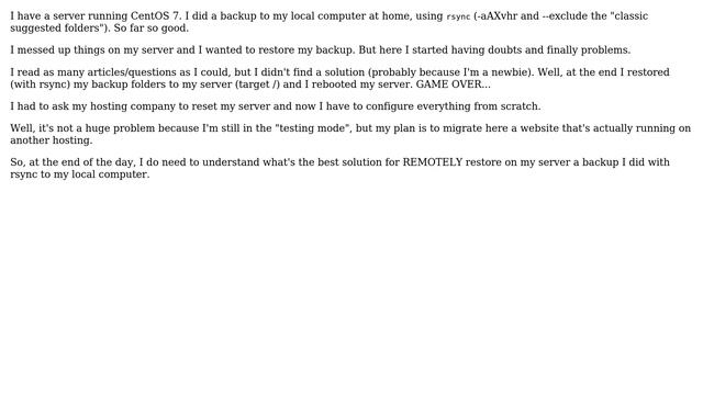 Remotely Restore A Centos 7 Backup Done With Rsync