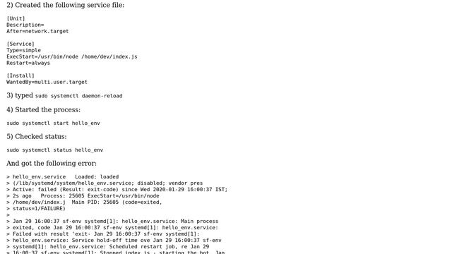 Unix & Linux: Systemctl Throws Error