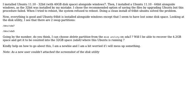 Why Does Ubuntu Need 2 Swap Partitions, Can I Remove One?