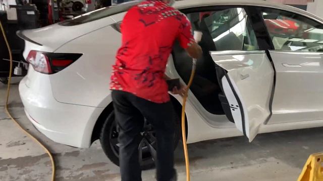 Tesla Model 3,sanitation COVID 19. Electrifying Inc.