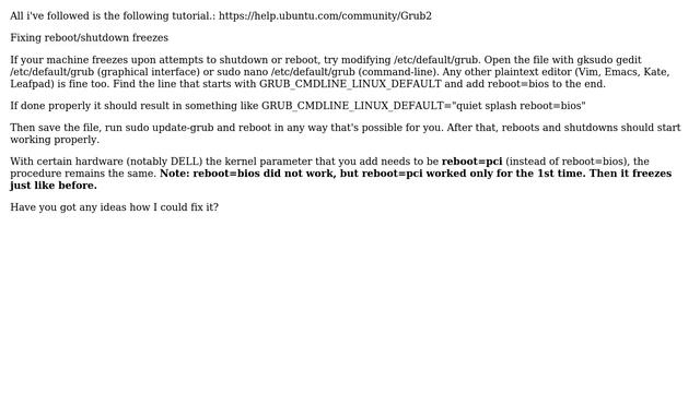 Ubuntu: Power Off / Reboot Fail - Lenovo IdeaPad 100