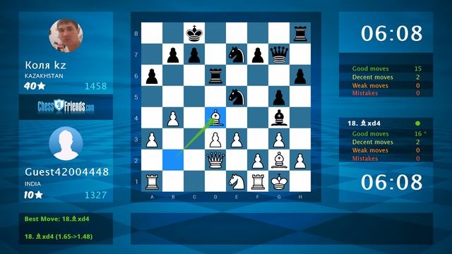 Chess Game Analysis: Guest42004448 - Коля Kz : 1-0 (By ChessFriends.com)