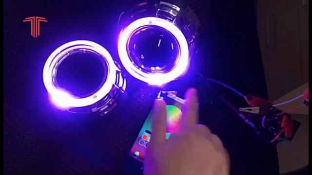 3.0 Inches Xenon Lens Shroud DRL Chrome Light Guide Angel Eyes White Red Blue Yellow Color