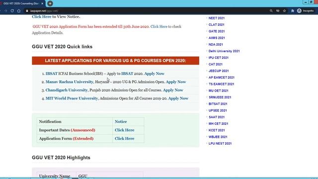 GGU VET 2020 Seat Allotment (Released) - How To Check Guru Ghasidas University 2020 Seat Allotment