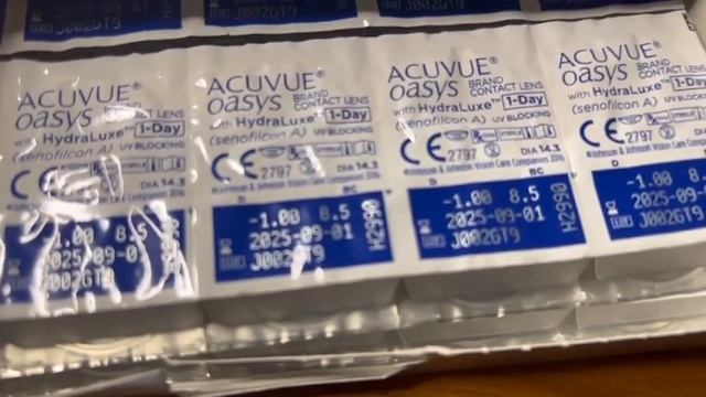 Линзы Acuvue Oasys 1-Day: D -1.00 / BC 8.5