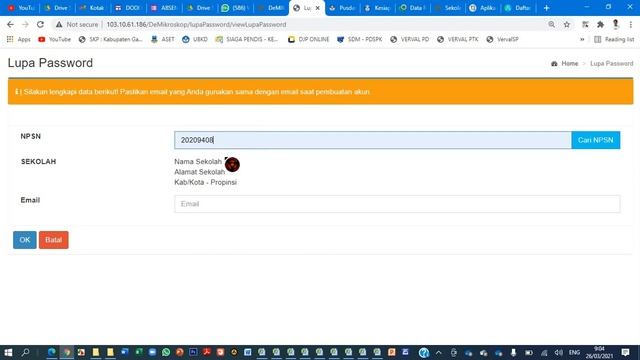 CARA MENGATASI LUPA PASSWORD DI DeMIKROSKOP