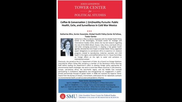 Coffee & Conversation: Unhealthy Pursuits- Public Health, Exile, And Surveillance In Cold War Mexic