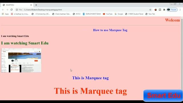 Marquee Tag With All Attributes Direction Behavior Loop Scrollamount Bgcolor Etc In Bengali.WEBSITE
