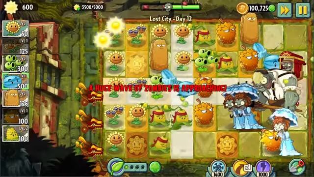 Plants Vs Zombies 2 ★ Lost City Day 12 ★ Produce At Least 5000 Sun