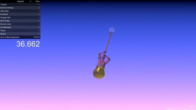 Getting Over It 0 Gravity Speedrun (1:10)
