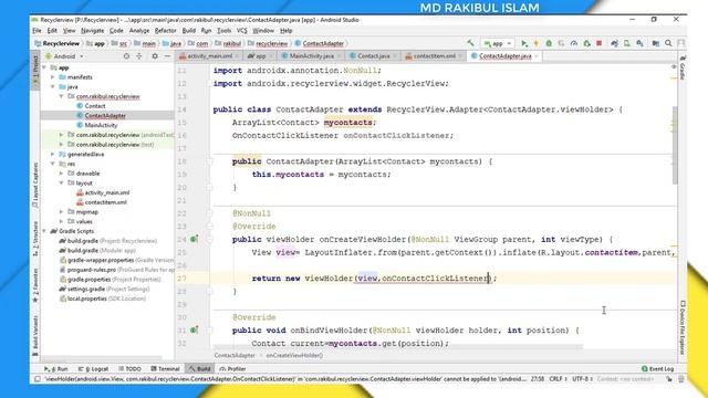 #5  Onclick Listener On Recyclerview| Best Practise| Bangla Android Tutorial