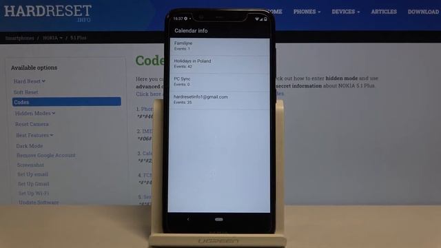 Secret Codes For NOKIA 5.1 Plus – Calendar Storage / Testing Mode / IMEI Number