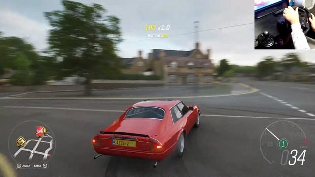 Forza Hoizon 4 655HP JAGUAR XJ-S Test Drive ( Steering Wheel + Paddle Shifter )