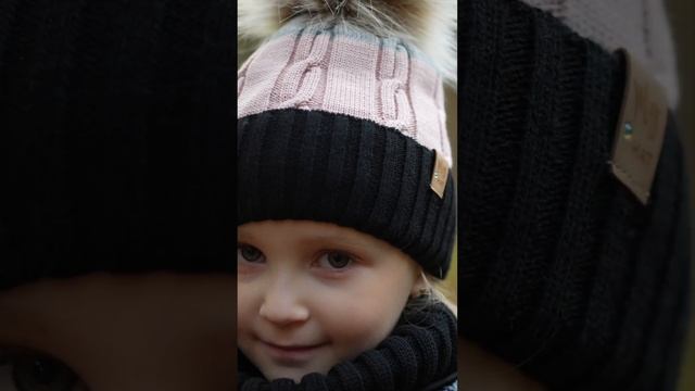 Girl's Winter Set: Hat And Tube Scarf  Karmelita With Pompom