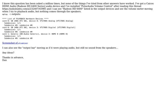 Ubuntu: No Hdmi Audio In 13.04 (more Specific)