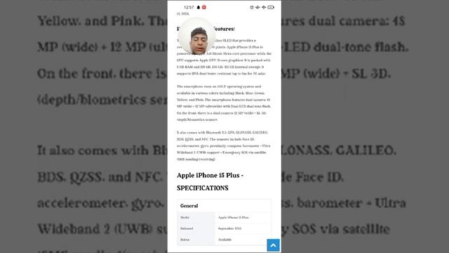 Iphone 15 Plus || Review || Apple Lover