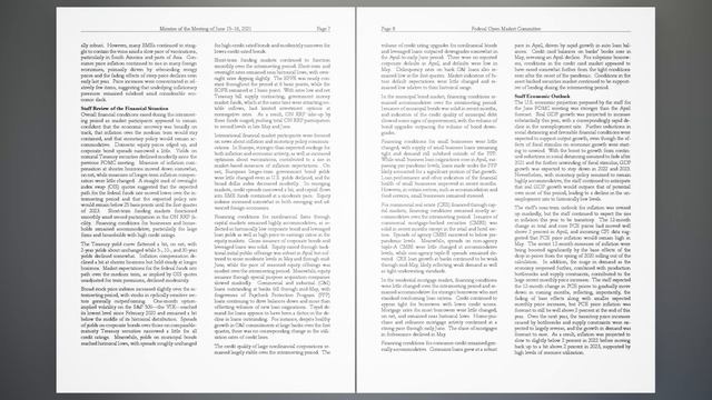 FOMC - Minutes Of The Federal Open Market Committee, June 15-16, 2021