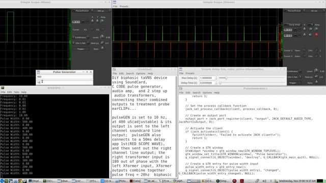 DiY TaVNS(vagus Nerve Stim.) Using C Code Pulse Generator, Soundcard, AudioAMP, And Two Transformer