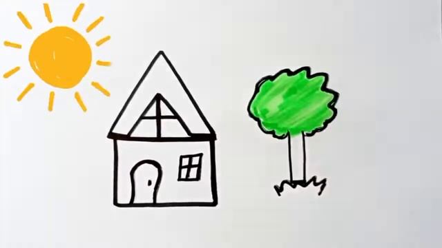Drawing A Picture House For Children/рисуем картинка дом для детей/bolalar Uchun Uy Rasmini Chizish