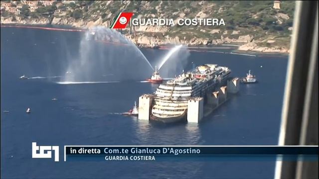 TG1 SERVIZIO PARTENZA COSTA CONCORDIA DALL'ISOLA GIGLIO 23 LUG 2014