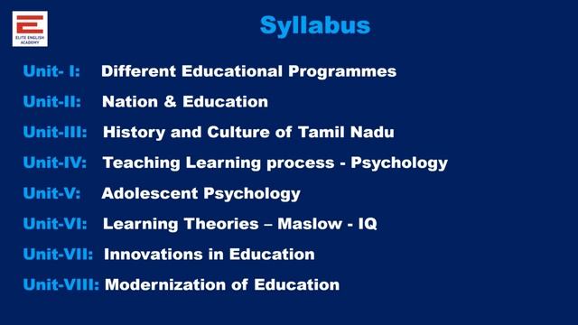 PGTRB Educational Psychology - Educational Methodology  Online Course Elite English Academy