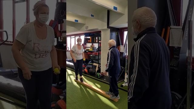 Equilibrium Gamification - Balance Beam W Dowel, Medball, And Jenga Blocks