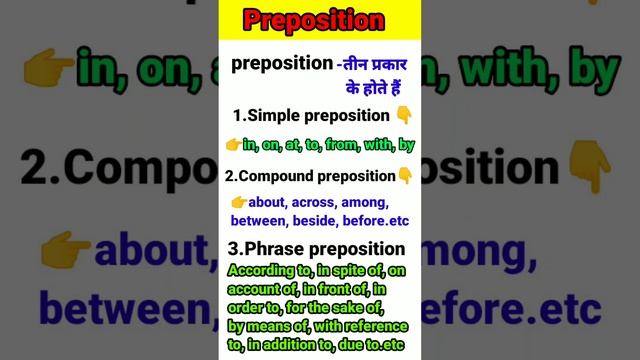 preposition||पूर्वसर्ग कितने प्रकार के होते हैं#english #preposition
