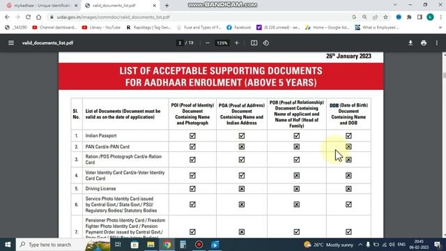 Aadhar New Update Or Correction Proof Of Documents List 2023 Tamil | Gen Infopedia