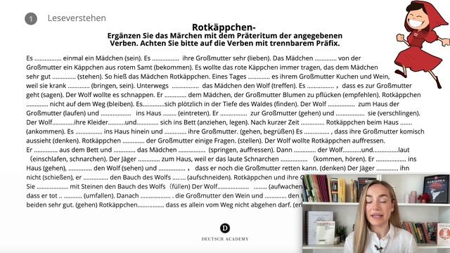 Rotkäppchen In PRÄTERITUM 🇩🇪Червената шапчица в минало просто НЕМСКИ  език- УПРАЖНЕНИЕ с подробност