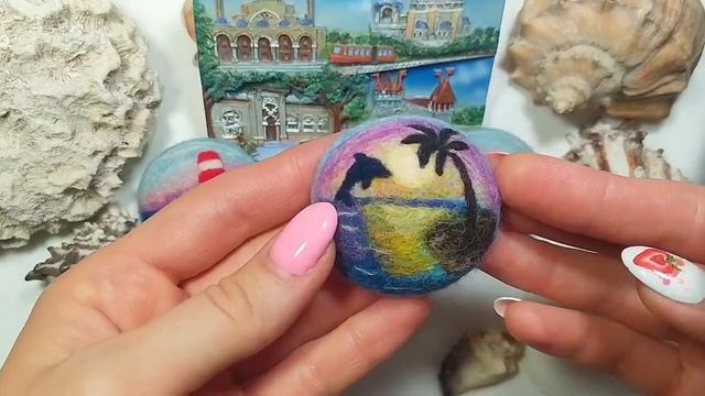 Броши с морским пейзажем: уникальные украшения из шерсти