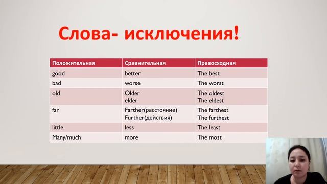 Comparative and superlative adjectives.