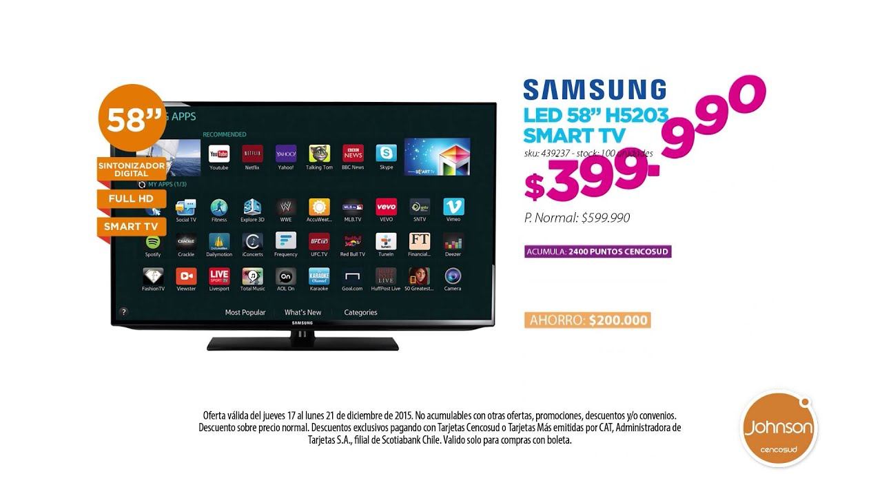 JOHNSON NAVIDAD 2015 - LED SAMSUNG 58´´ H5203 SMART TV