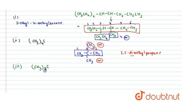 Give The `IUPAC` Names For Each Of The Following (i) `(CH_(3)CH_(2))_(2)CHCH(CH_(3))CH_(2)CH_(3)