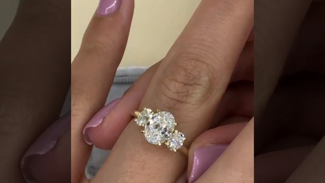 Sterling Silver Simple Three Stone Oval Cut Engagement Ring