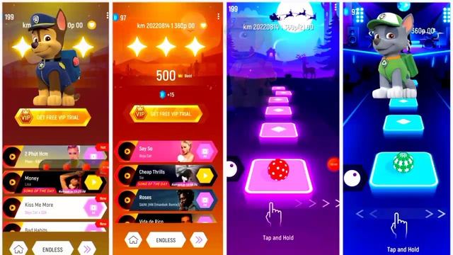 Paw Patrol Team- Chase- Rubble- Zuma- Rocky- Tiles Hop Games- New Music Games