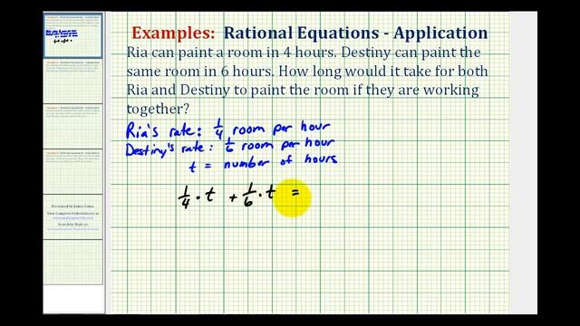 Ex 1:  Rational Equation Application - Painting Together