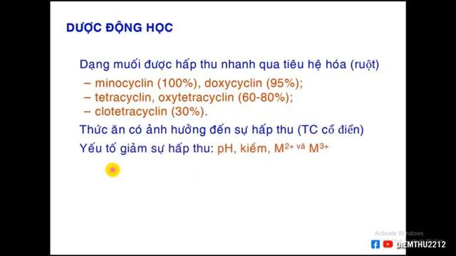 Kháng Sinh Họ Cyclin - Ths. Phan Thị Thanh Thủy | Bài Giảng Hóa Dược 1