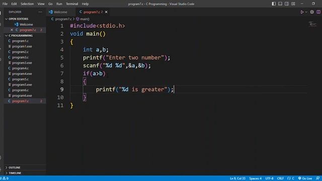 C Program to find greatest of two number #cprogramming #coding