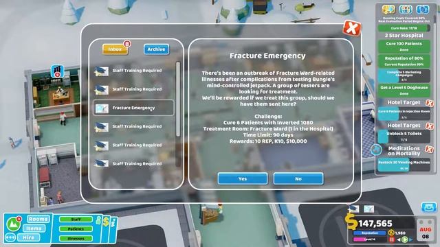 Meditations On Mortality #52 - Two Point Hospital - Bigfoot DLC (Underlook Hotel)