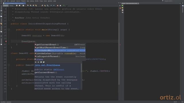 Java - Ejercicio 214: Lanzar Una Interfaz Gráfica De Usuario Sobre Event Dispatching Thread